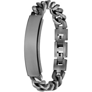 Lucardi - Heren Armband - Gourmet Schakel - Zilverkleurig - Staal