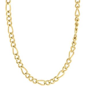 Lucardi Heren Ketting met Figaroschakel - Staal - Ketting - Cadeau - 60 cm - Goudkleurig