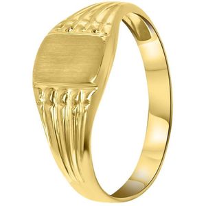 Lucardi Unisex - Kinder ring - Vierkant - Cadeau - 18 Karaat Goud - Geelgoud
