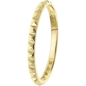 Lucardi Dames Ring bewerkt - Ring - Cadeau - 18 Karaat Goud - Geelgoud