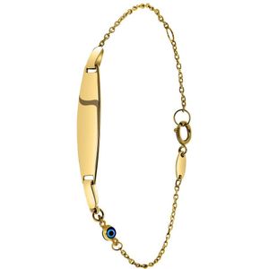 Lucardi Unisex - Armbandje met hanger - Ovaal - Cadeau - 18 Karaat Goud - Geelgoud
