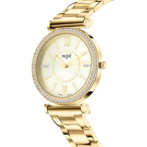 Lucardi - Regal - Cadeauset met Gratis Goudkleurige Armband - Horloge - Staal - Goud