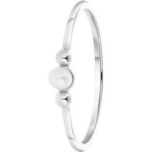 Lucardi Dames Ring zoetwaterparel - Ring - Moederdag Cadeautje - Echt Zilver - Zilverkleurig