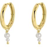 Lucardi - Oorringen - Goudkleurig - Goldplated met Zoetwaterparels