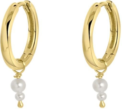 Lucardi - Oorringen - Goudkleurig - Goldplated met Zoetwaterparels