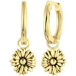 Lucardi Dames Goldplated oorbellen geboortebloem - Oorbellen - Moederdag Cadeautje - Echt Zilver - Goudkleurig