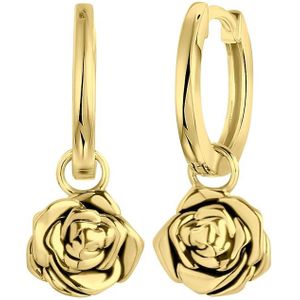 Lucardi Dames Goldplated oorbellen geboortebloem - Oorbellen - Cadeau voor vrouwen - Echt Zilver - Goudkleurig