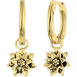 Lucardi Dames Goldplated oorbellen geboortebloem - Oorbellen - Cadeau voor vrouwen - Echt Zilver - Goudkleurig