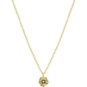 Lucardi Dames Ketting met hanger geboortebloem - Echt Zilver - Ketting - Cadeau - 45 cm - Goudkleurig
