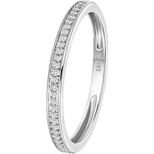 Lucardi Dames Railring 29 diamanten 0,08ct - Ring - Cadeau voor vrouwen - 14 Karaat Goud - Witgoud