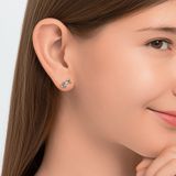 Lucardi Meisjes Oorknop met Plating - Dier - Cadeau - Echt Zilver - Zilverkleurig