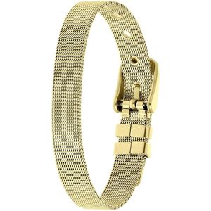 Stalen goldplated armband met riemsluiting
