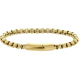 Lucardi Heren Goldplated armband gourmet - Staal - Armband - Cadeau - 22 cm - Goudkleurig
