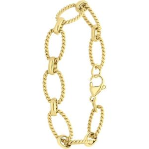 Lucardi Dames Plated armband Isabella - Staal - Armband - Cadeau - 20 cm - Goudkleurig