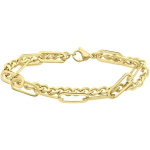 Lucardi Dames Plated armband Ariane - Staal - Armband - Cadeau - 20 cm - Goudkleurig