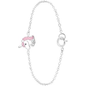 Lucardi Meisjes Armbandje met hanger met plating - Dier - Kristal - Cadeau - Echt Zilver - Zilverkleurig