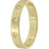 Lucardi - Galaxy Ring - Goudkleurig - Echt Zilver - Zirkonia