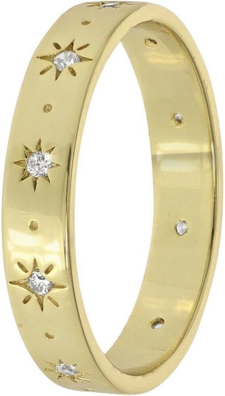 Lucardi - Galaxy Ring - Goudkleurig - Echt Zilver - Zirkonia