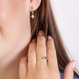 Lucardi - Galaxy Sterren Ring - Goudkleurig - Goldplated - Zirkonia