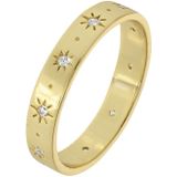 Lucardi - Galaxy Sterren Ring - Goudkleurig - Goldplated - Zirkonia