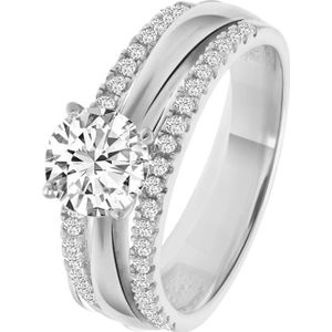 Zilveren 18 karaat goldplated ring met zirkonia