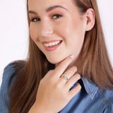 Lucardi Dames Goldplated ring met zirkonia Ring Echt Zilver 18 Karaat goldplated