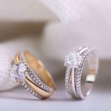 Lucardi Dames Goldplated ring met zirkonia Ring Echt Zilver 18 Karaat goldplated