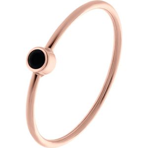 Lucardi Dames 14K rosegouden ring met zwarte spinel edelsteen - Ring - Cadeau voor vrouwen - 14 Karaat Goud - Roségoud