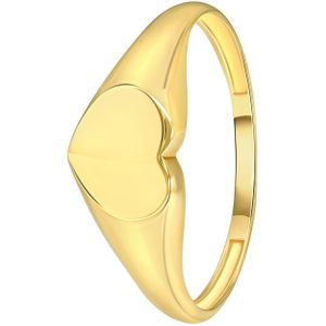 14 Karaat geelgouden zegelring hart