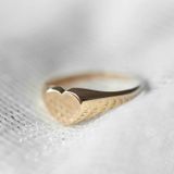 Lucardi - Zegelring Hart - Ring - 14 Karaat Goud - Geelgoud