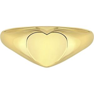 14 Karaat geelgouden zegelring hart