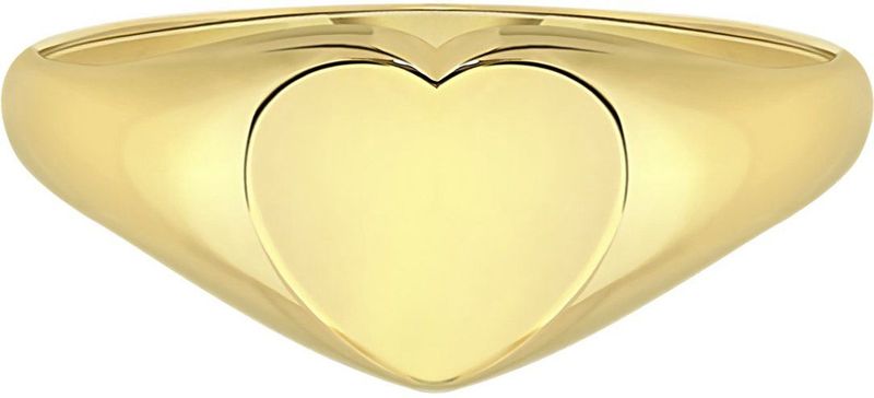 Lucardi - Zegelring Hart - Ring - 14 Karaat Goud - Geelgoud