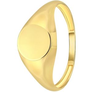 Lucardi Dames Zegelring rond - Ring - Cadeau voor vrouwen - 14 Karaat Goud - Geelgoud