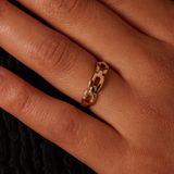 Lucardi - Dames Ring - Geelgoud - 14 Karaat - Gourmetschakel