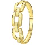 Lucardi - Dames Ring - Geelgoud - 14 Karaat - Gourmetschakel