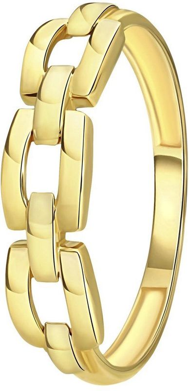Lucardi - Dames Ring - Geelgoud - 14 Karaat - Gourmetschakel