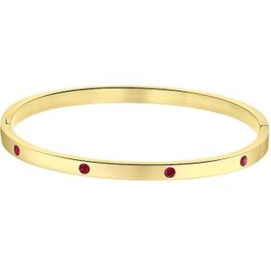 Lucardi Dames Goldplated armband bangle geboortestenen - Staal - Armband - Cadeau - Stijlvol - Goudkleurig