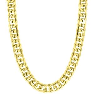 Gerecycled stalen goldplated herenketting met gourmetschakel