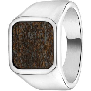 Gerecycled stalen heren zegelring bronzonite