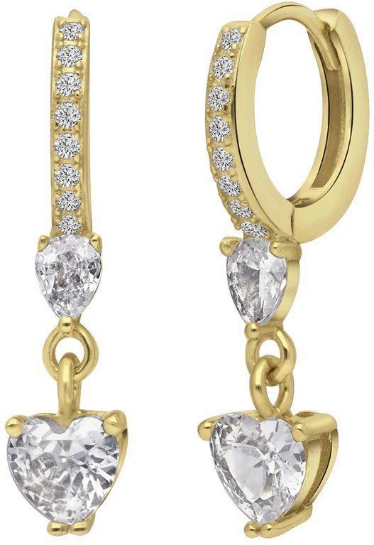 Lucardi - Oorringen - Goudkleurig - Goldplated - Zirkonia Hart