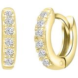 Lucardi Dames Goldplated oorringen zirkonia - Oorbellen - Cadeau - Echt Zilver - Goudkleurig