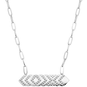 Lucardi - Ketting met Driehoekige Hanger - Staal met Plating - Zilver