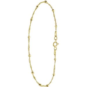 Lucardi Dames Gerecycled zilveren enkelband met bal - Accessoire - 925 Zilver - Goudkleurig - 26 cm