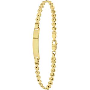 Zilveren goldplated plaatarmband met hartschakel voor dames