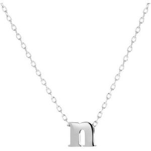 Lucardi Dames Ketting met hanger letter - Staal - Ketting - Moederdag Cadeautje - 43 cm - Zilverkleurig