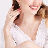 Lucardi Dames Goldplated oorbellen met zirkonia - Oorbellen - Cadeau - Echt Zilver - Goudkleurig