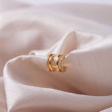 Lucardi Dames Goldplated oorbellen met zirkonia - Oorbellen - Cadeau - Echt Zilver - Goudkleurig