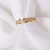 Lucardi - Ring - Goudkleurig - Goldplated met Zirkonia