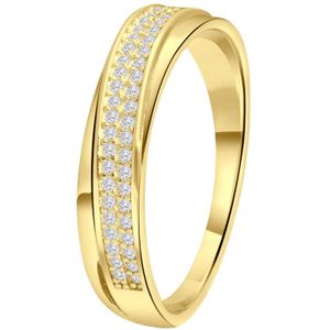 Zilveren goldplated ring met zirkonia