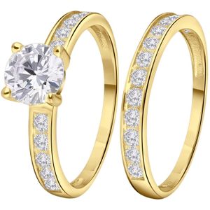 Zilveren goldplated ring met zirkonia voor dames